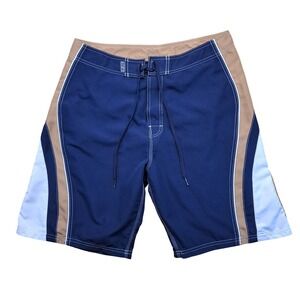 Beach Rays Board Shorts Mens 34 Navy Blue Excellent Colorblock Lace Up Surf